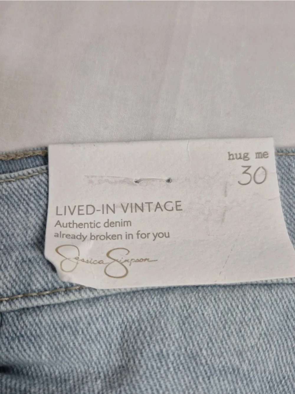 Jessica Simpson Hug Me Jean Shorts Buttercup Size 30 Frayed Button Fly Blue 31 - Picture 10 of 13